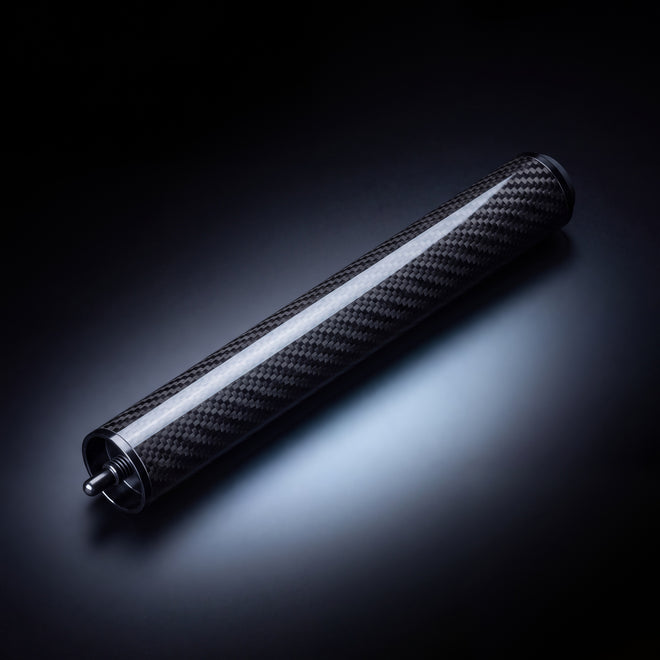 CRBN Cue Extension, 8 inch carbon fiber weave extension with its connector pin