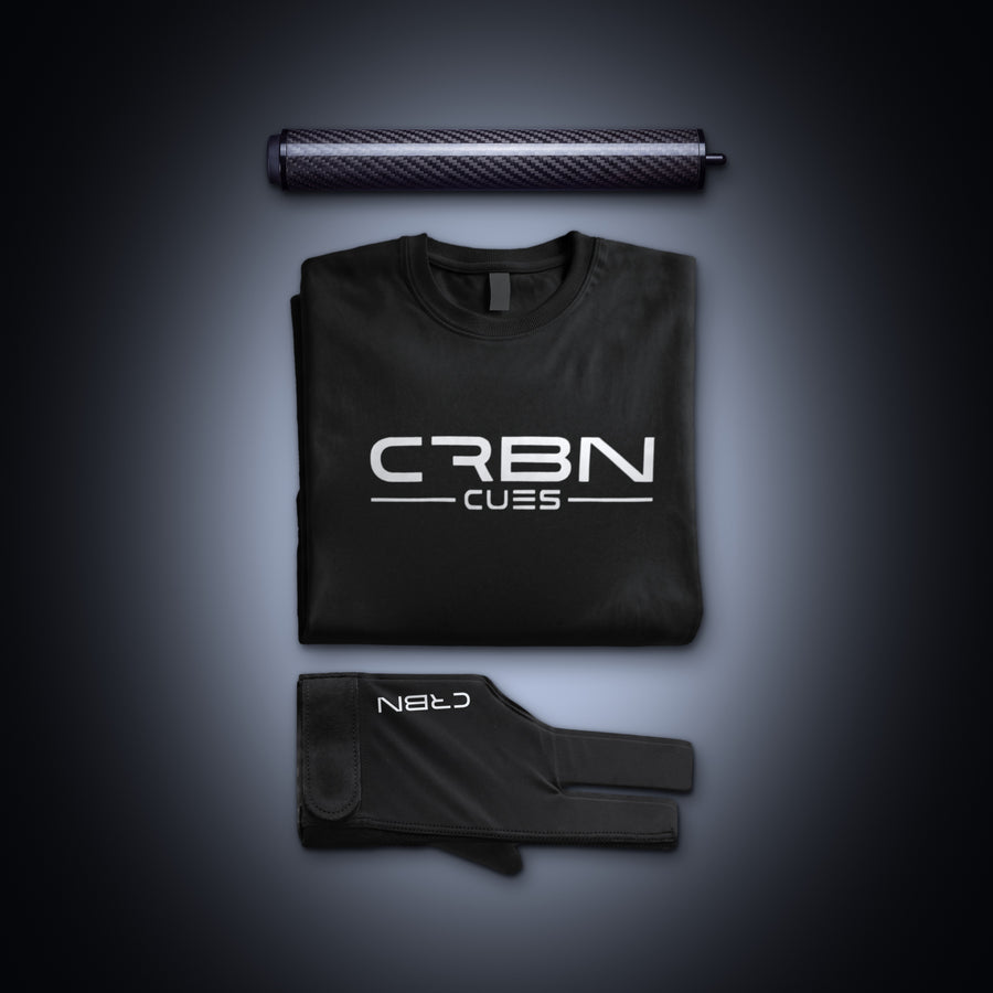 CRBN cue extension, CRBN Cues t-shirt and CRBN glove
